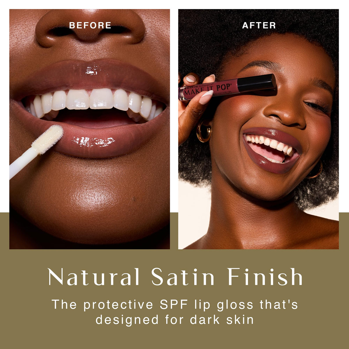 BLACK GIRL SUNSCREEN - Make It Pop Sungloss - Revolutionary Sun Protection and Gloss in One - SPF 50 (Cherry Noir)