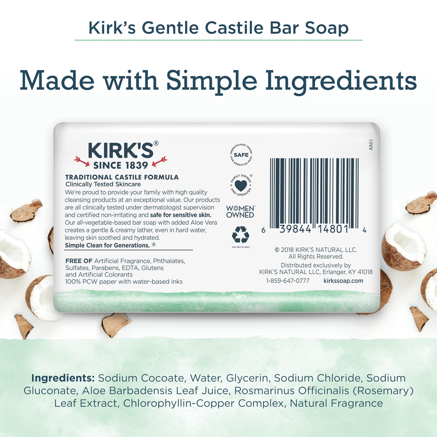 Kirk's Gentle Castile Soap - Soothing Aloe Vera, 4 Ounce (Pack of 3) Beauty & Personal Care Kirk's