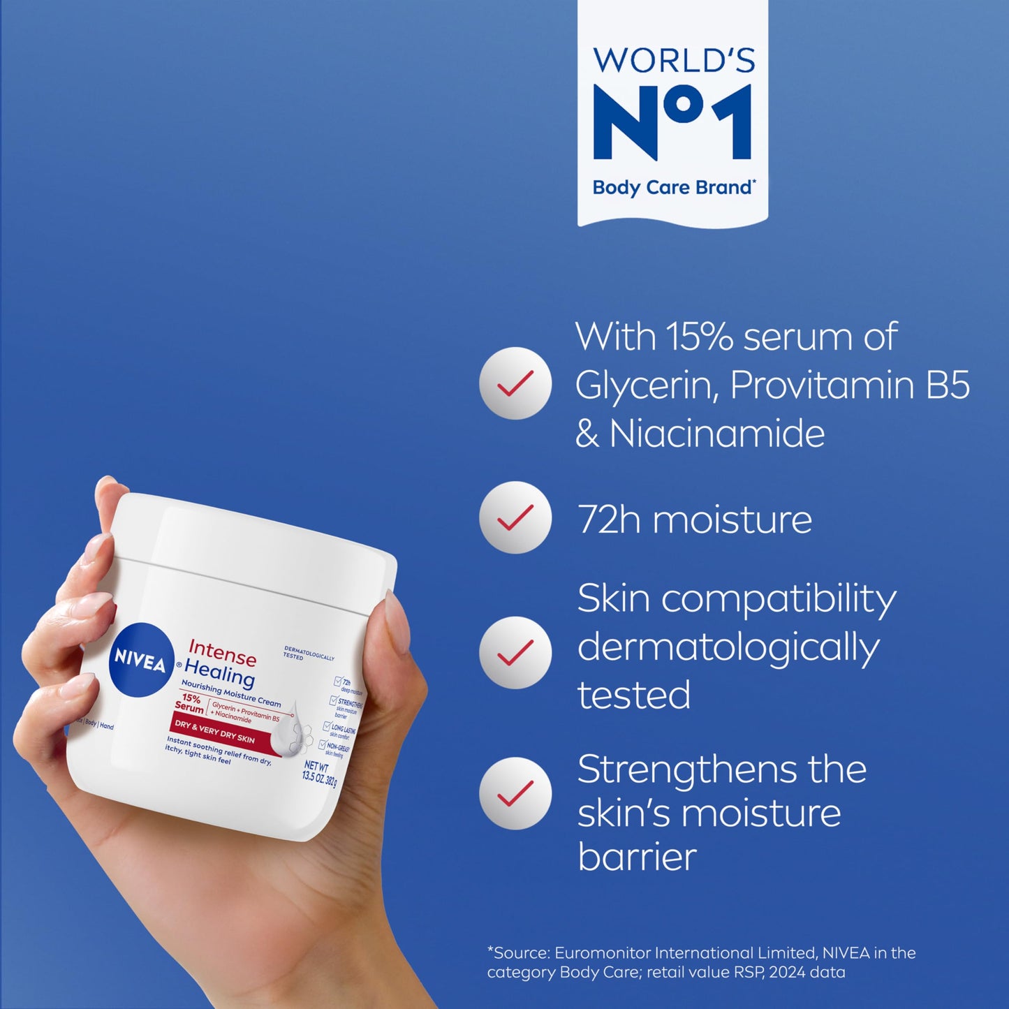 NIVEA Intense Healing Body Cream for Dry Skin with Glycerin, Provitamin B5 and Niacinamide, 72-Hour Moisture, Non-Greasy Body Moisturizer Immediately Beauty & Personal Care NIVEA