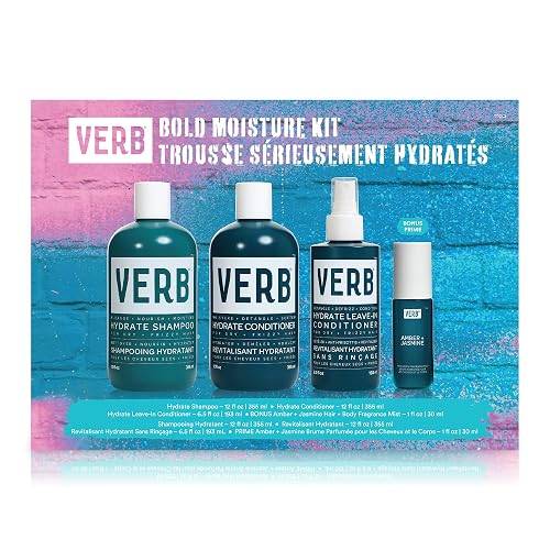 VERB Bold Moisture Hydrate Kit, 4 pc - Cleanses + Nourishes Dry + Frizzy Hair to Smooth + Reduce Frizz - Amber + Warm Jasmine Scent Beauty & Personal Care VERB
