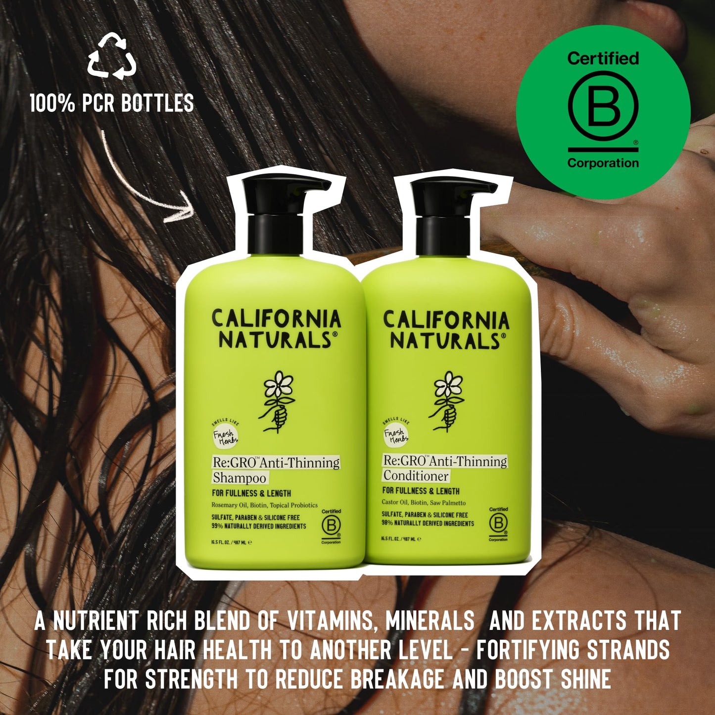 California Naturals Re:GRO Anti-Thinning Shampoo & Conditioner Set, Biotin, Caffeine & Rosemary Oil, Hair Loss & Thinning Support for Women and Men Beauty & Personal Care California Naturals