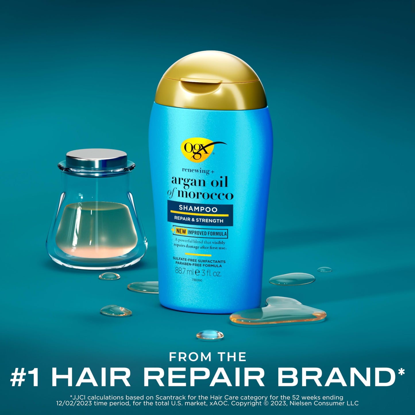 OGX Renewing + Argan Oil of Morocco Shampoo, Damage Repairing Shampoo & Argan Oil to Cleanse & Help Strengthen & Repair Damaged Hair, Travel Size Beauty & Personal Care OGX