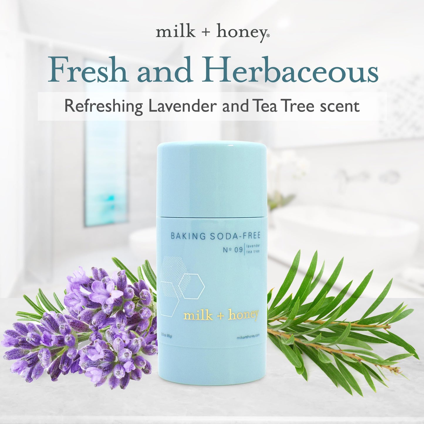 milk + honey Baking Soda Free Deodorant No. 09, Natural Aluminum Free Deodorant for Women and Men, with Lavender and Tea Tree Scent, 2.6 Oz Beauty and Personal Care milk + honey
