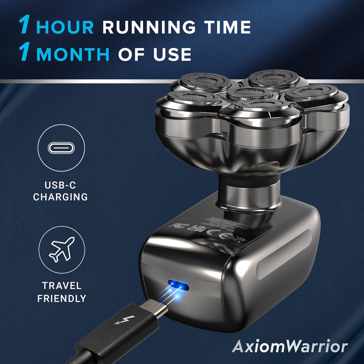 Electric Head Shaver for Bald Men: Waterproof Cordless Electric Razor for Bald Head & Hair Shaving - Close Shave, Skin-Friendly, 360° Full Coverage Beauty and Personal Care AxiomWarrior