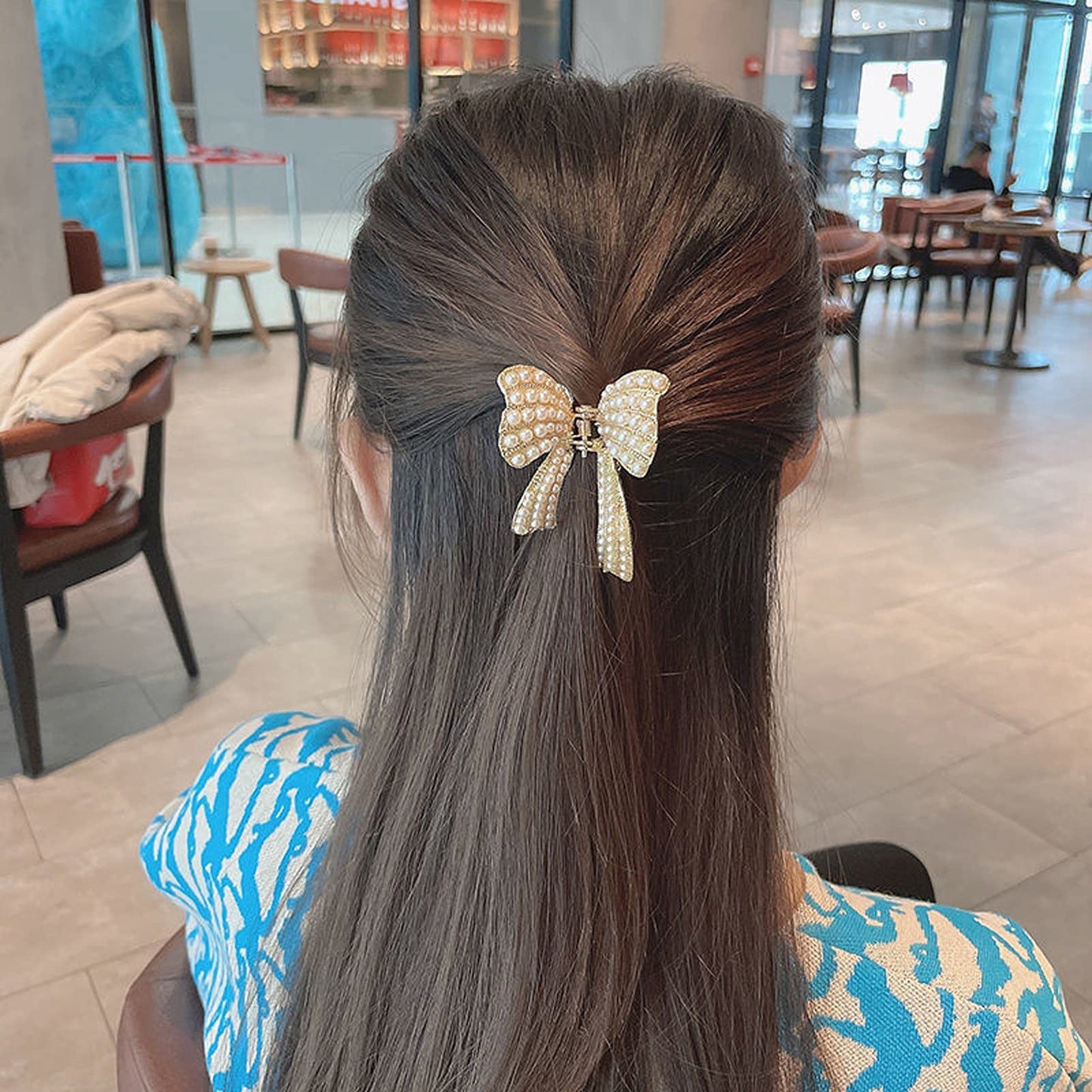 Pearl Hair Clip Butterfly Hair Barrette Elegant Metal Retro Hairpin for Women Girls(Open Shape Claw Clip, Gold) Beauty & Personal Care Gegong
