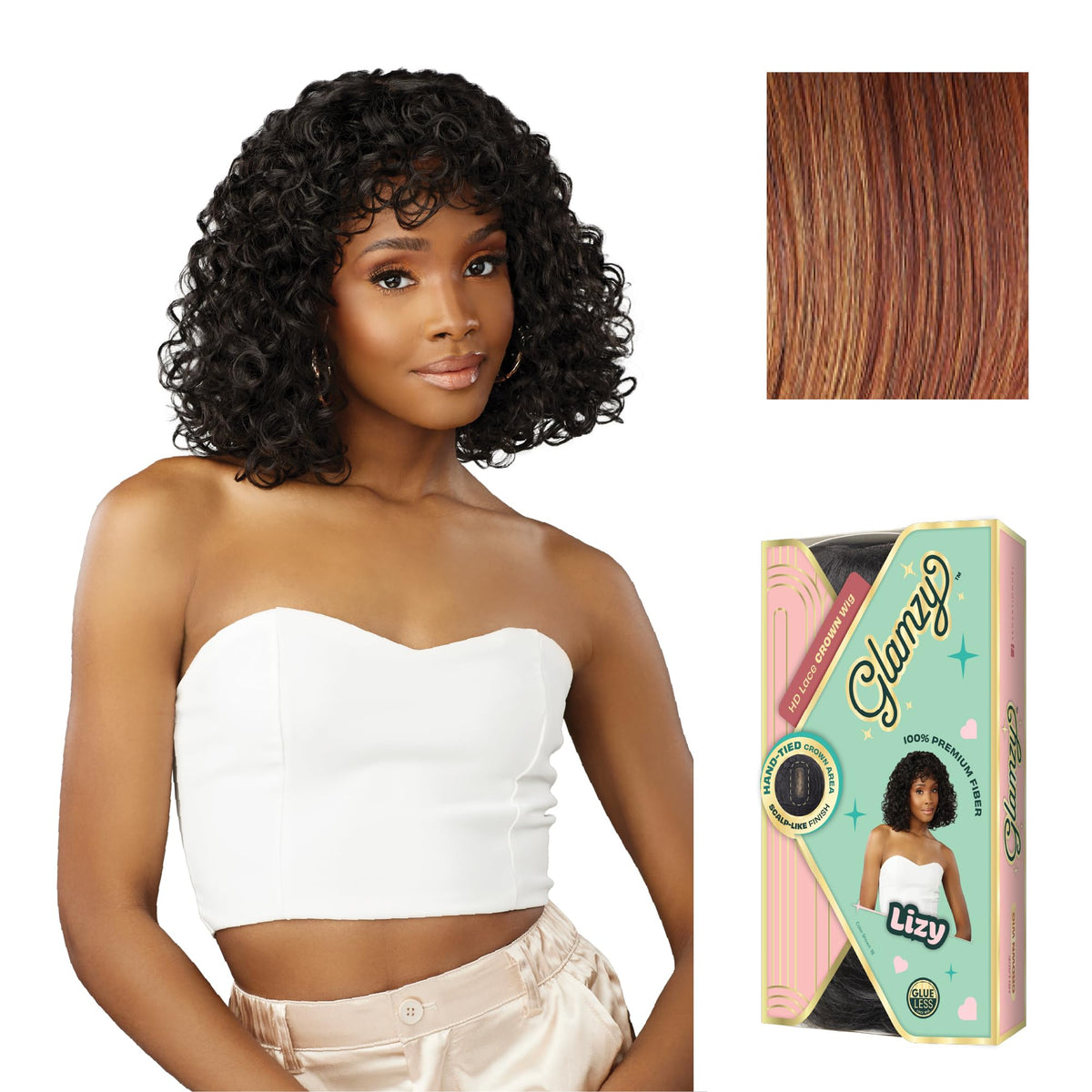 Sensationnel Glamzy Lace Crown Wig-Lizy, COPPERPUMPKIN