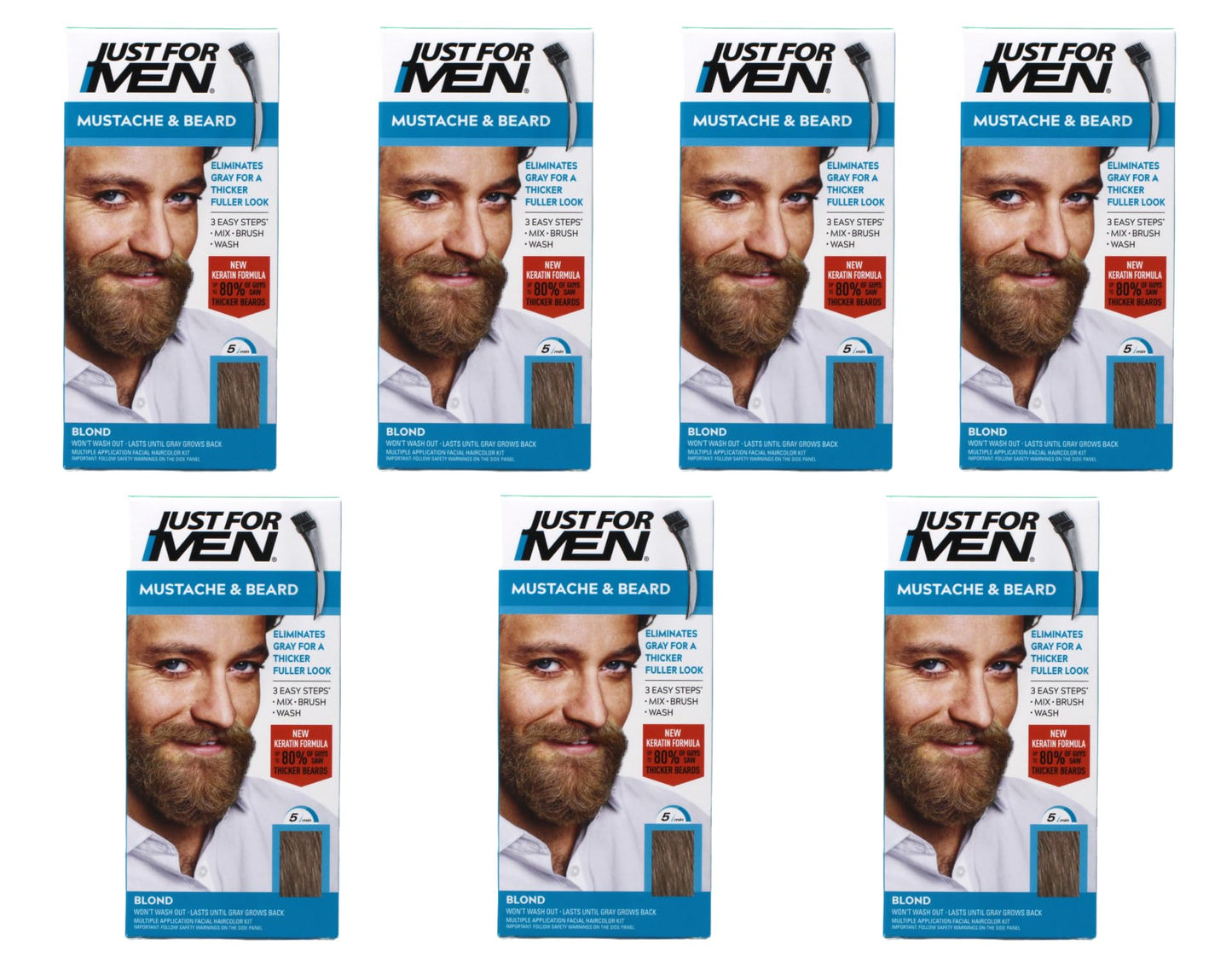 JUST FOR MEN Brush-In Color Gel for Mustache & Beard, Blond M-10/15 1 Each (Pack of 7) Beauty & Personal Care Just for Men
