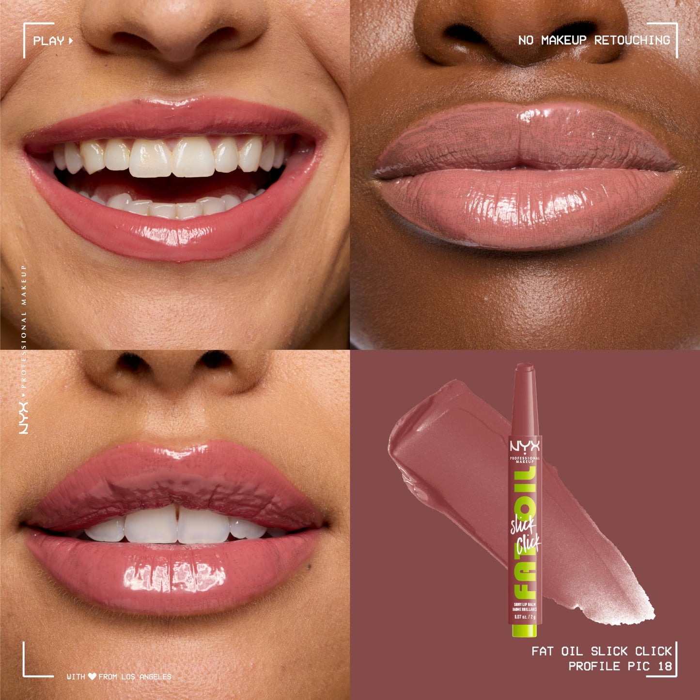 NYX PROFESSIONAL MAKEUP Fat Oil Slick Click, Lightweight, Buildable Pigmented Vegan Lip Balm - Profile Pic (Pink) Beauty and Personal Care NYX PROFESSIONAL MAKEUP