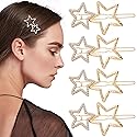 OIIKI Hair Clip, 8pcs Gold Star Hair Barrettes, Hollow Geometric Hair Pins with Rhinestone, Elegant Metal Hair Clips for Women Girls Hair Styling Beauty & Personal Care OIIKI