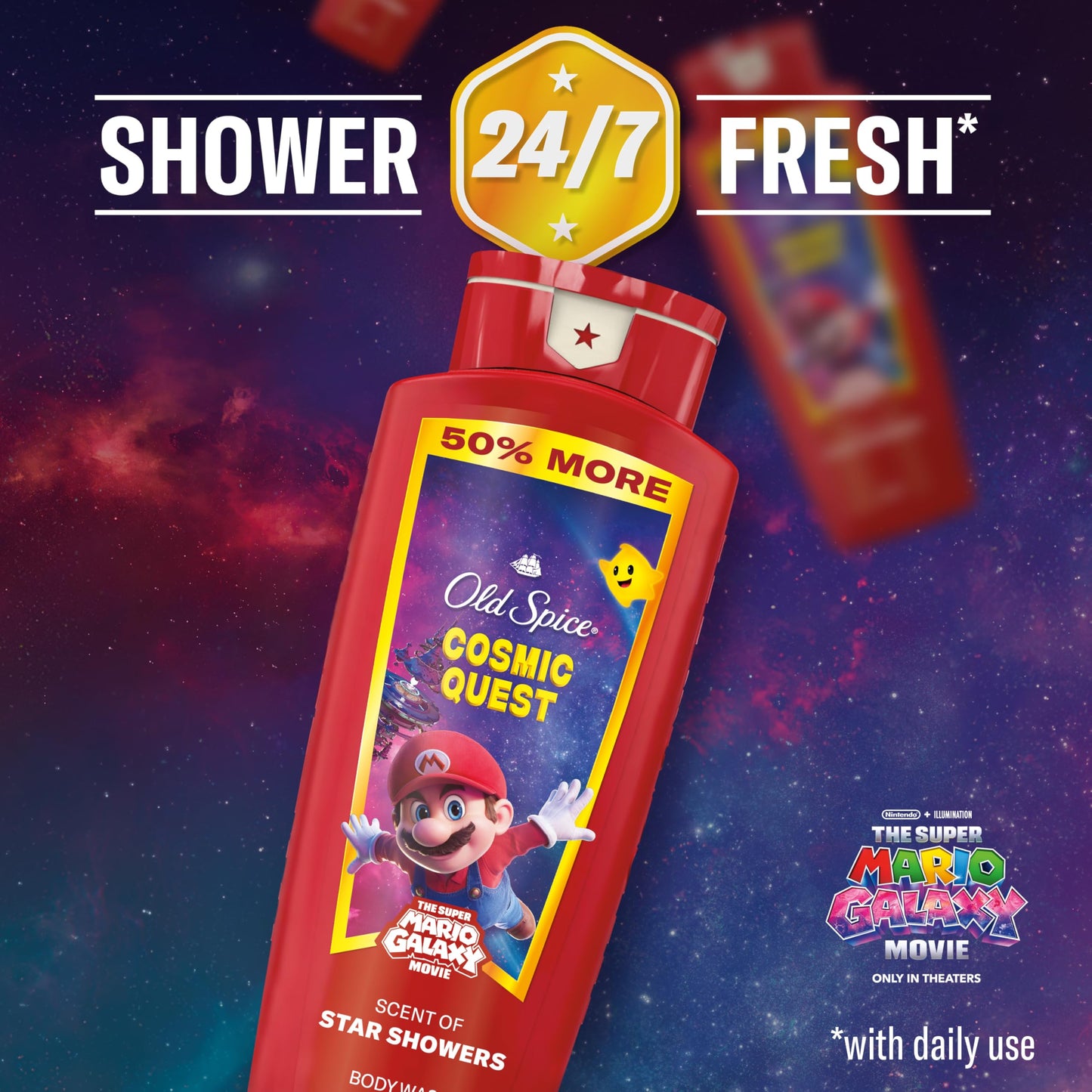 Old Spice Body & Face Wash for Men, x The Super Mario Galaxy Movie, 3X Defense, 24/7 Shower Fresh with Long Lasting Scent, Smell Super with Cosmic Beauty & Personal Care Old Spice