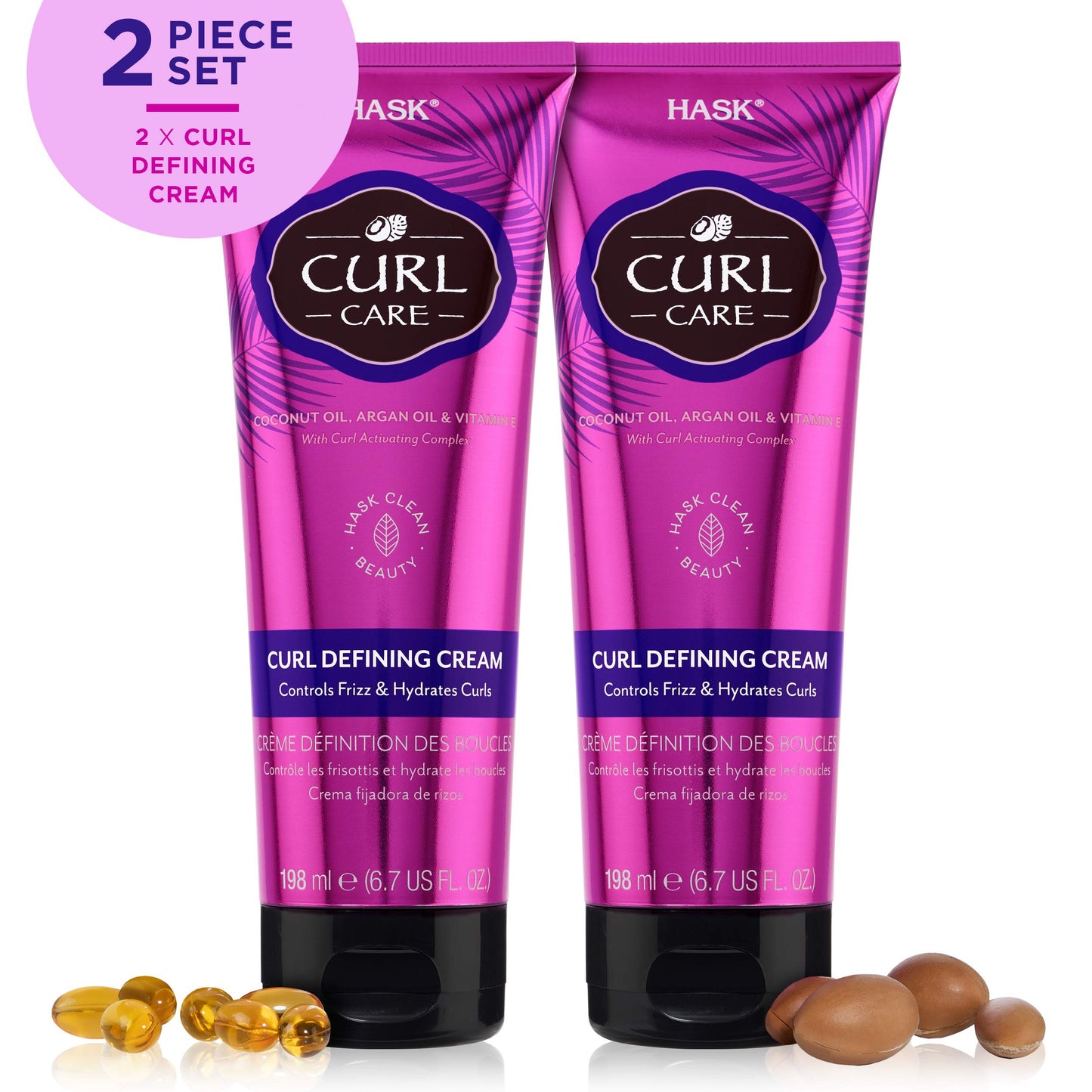 HASK Hair Cream - Curl Care Defining Cream 2 Piece Bundle, vegan, cruelty-free, color safe, free from gluten, sulfates, and parabens Beauty & Personal Care HASK