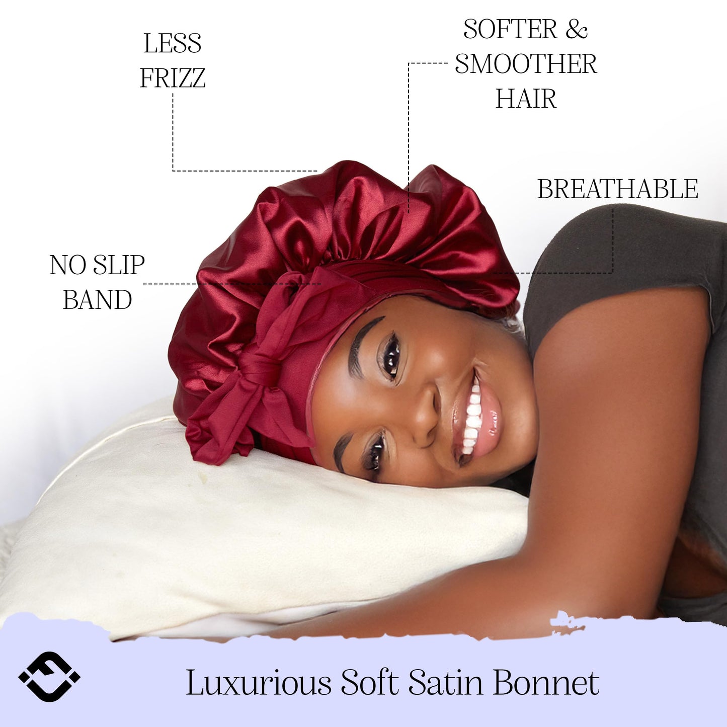 Funky Junque Satin Silk Sleep Bonnet - Double Layer Reversible Hair Wrap for Women, Adjustable Sleep Cap for All Hair Types - Burgundy (Tie Band) Beauty and Personal Care Funky Junque