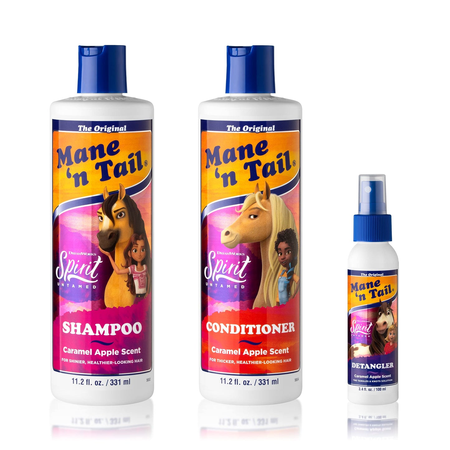 Mane 'n Tail Spirit Untamed Shampoo, Conditioner & Detangler Set - Caramel Apple Scented, Gentle Coconut Oil Formula for Kids, Soft, Silky Hair Beauty & Personal Care Mane 'n Tail