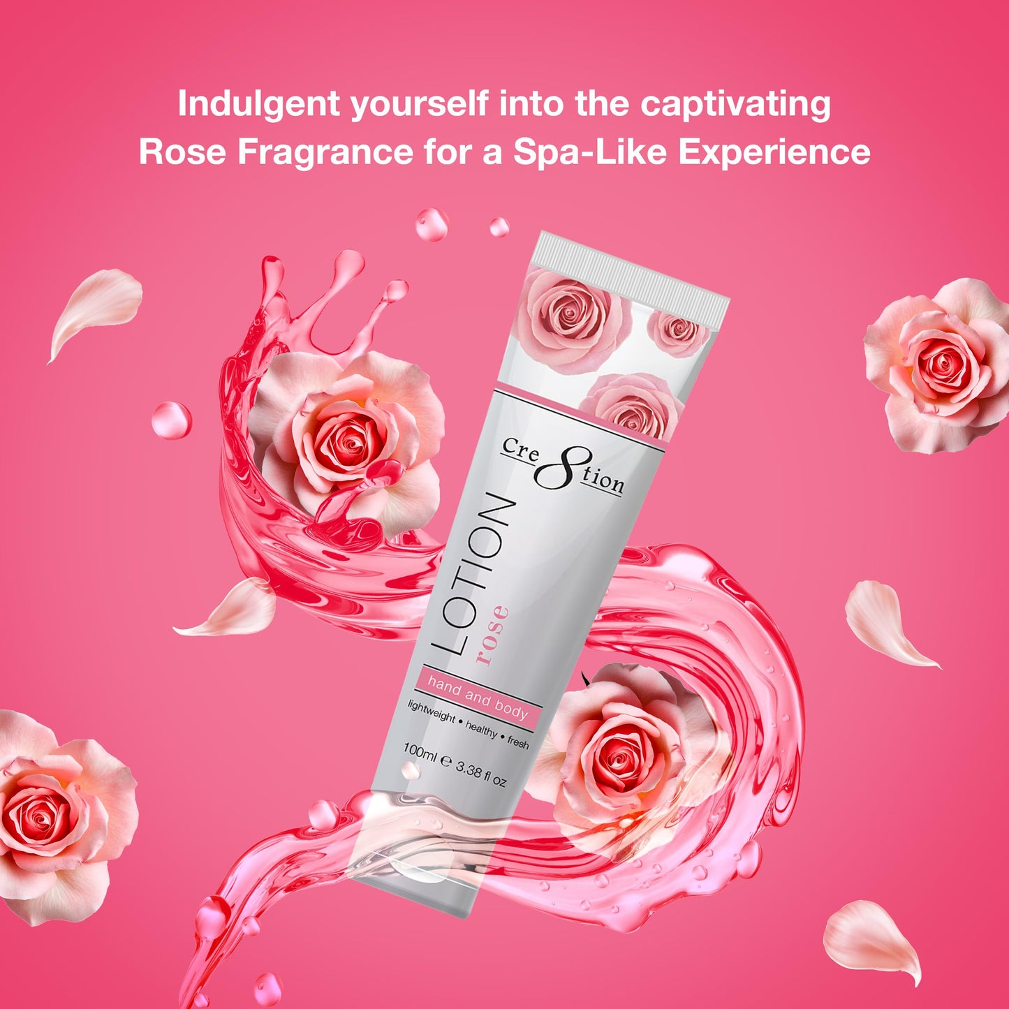 Cre8tion Spa Rose Hand & Body Lotion, Luxurious Lightweight Moisturizer for Silky, Smooth Skin, 3.3 Fl Oz Beauty & Personal Care Cre8tion
