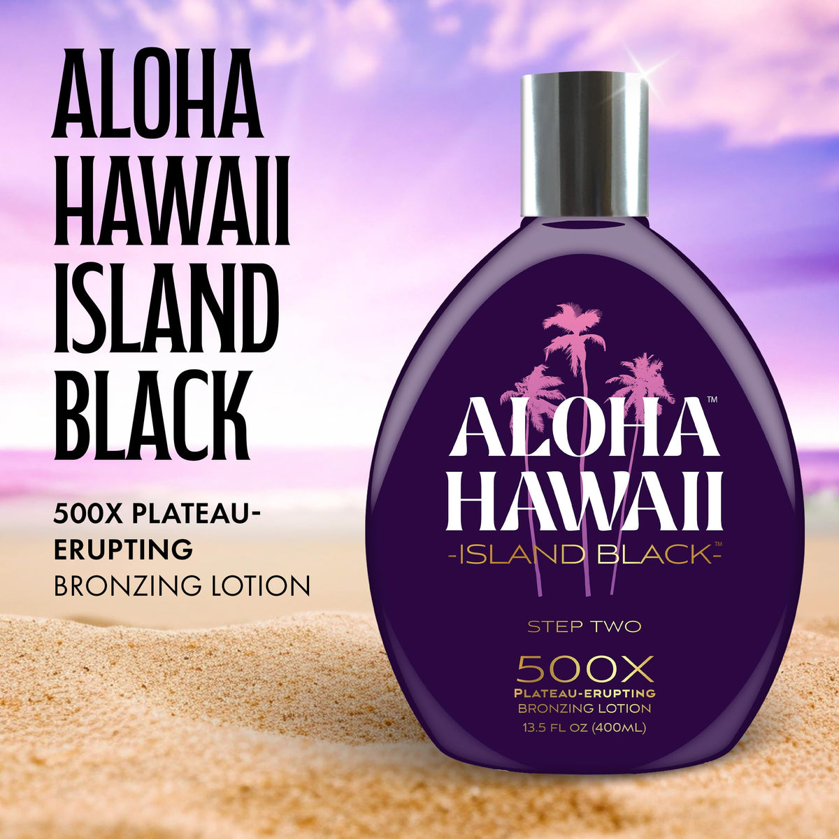 Aloha Hawaii Island Black Tanning Lotion, 500X Plateau-Erupting Bronzer with Copper Peptides, Hyaluronic Acid & Ceramides, 13.5 Fl Oz Beauty & Personal Care Brown Sugar