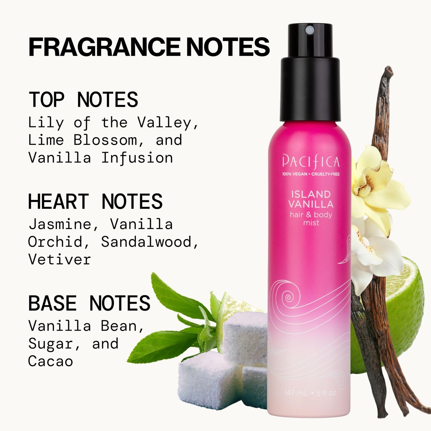 Pacifica Hair Mist Perfume & Full Body Spray for Women - Island Vanilla Body Mist Fragrance w/Sugar, Vanilla & Sandalwood Clean Beauty Alcohol-Free Beauty & Personal Care Pacifica