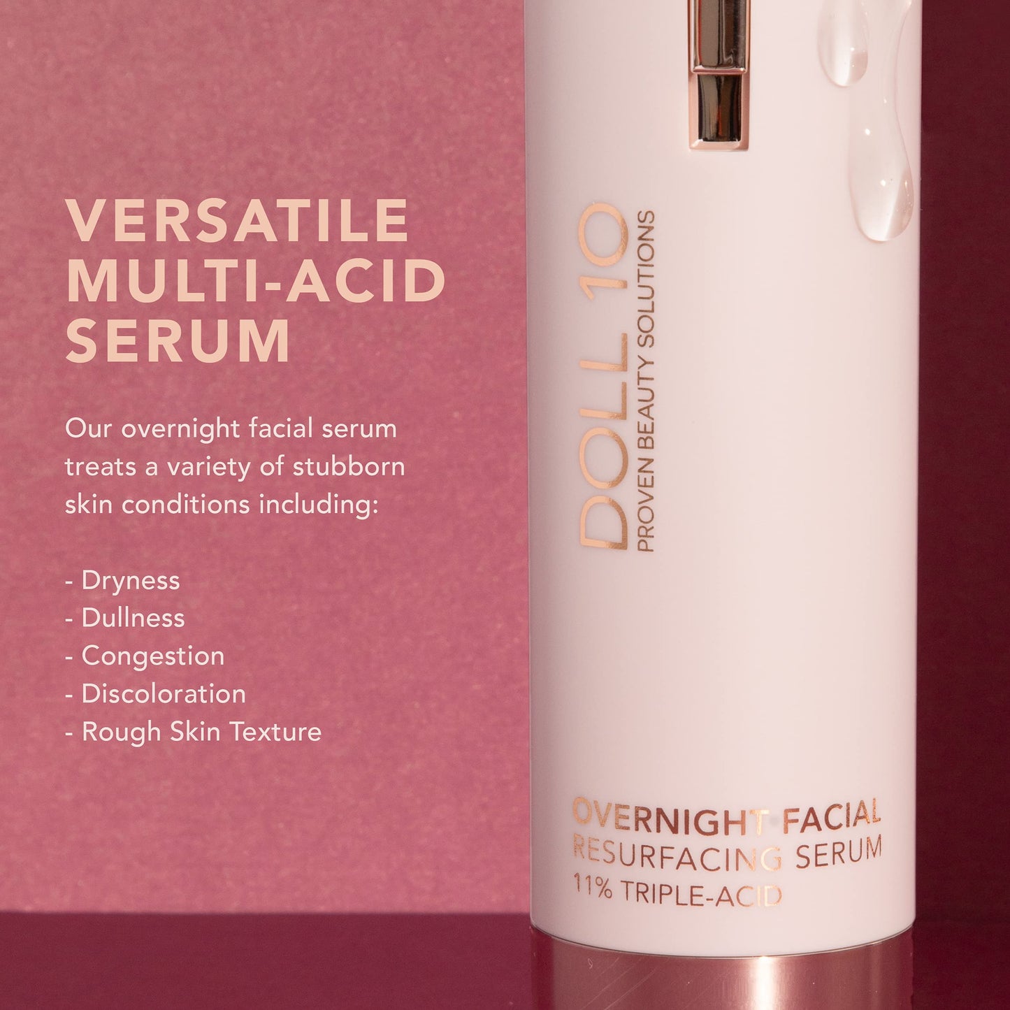 Doll 10 - Smooth Assist Overnight Facial 11% Triple-Acid Resurfacing Serum - Proven Overnight Transformation - Improves Skin Tone, Pores, Wrinkles Beauty & Personal Care DOLL 10