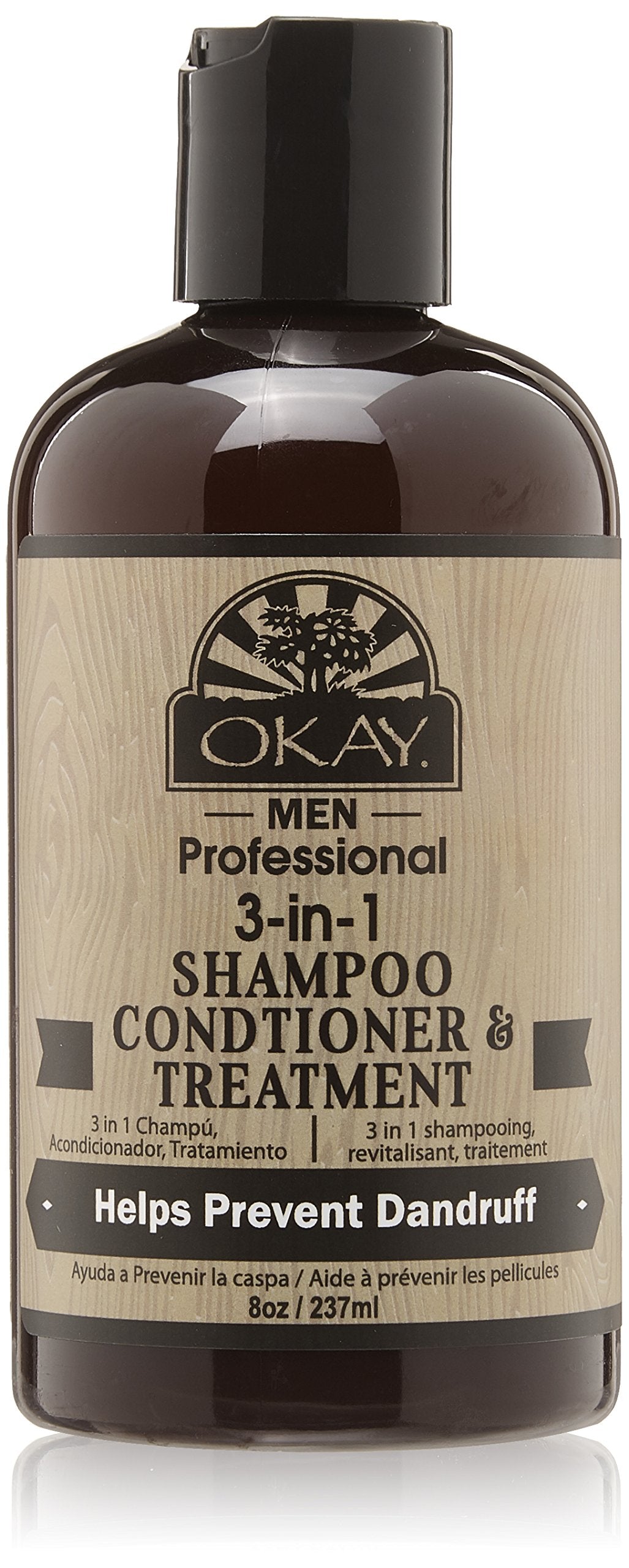 Okay 3 In 1 Men Shampoo Conditioner Treatment, natural scent 8 Ounce Beauty & Personal Care OKAY