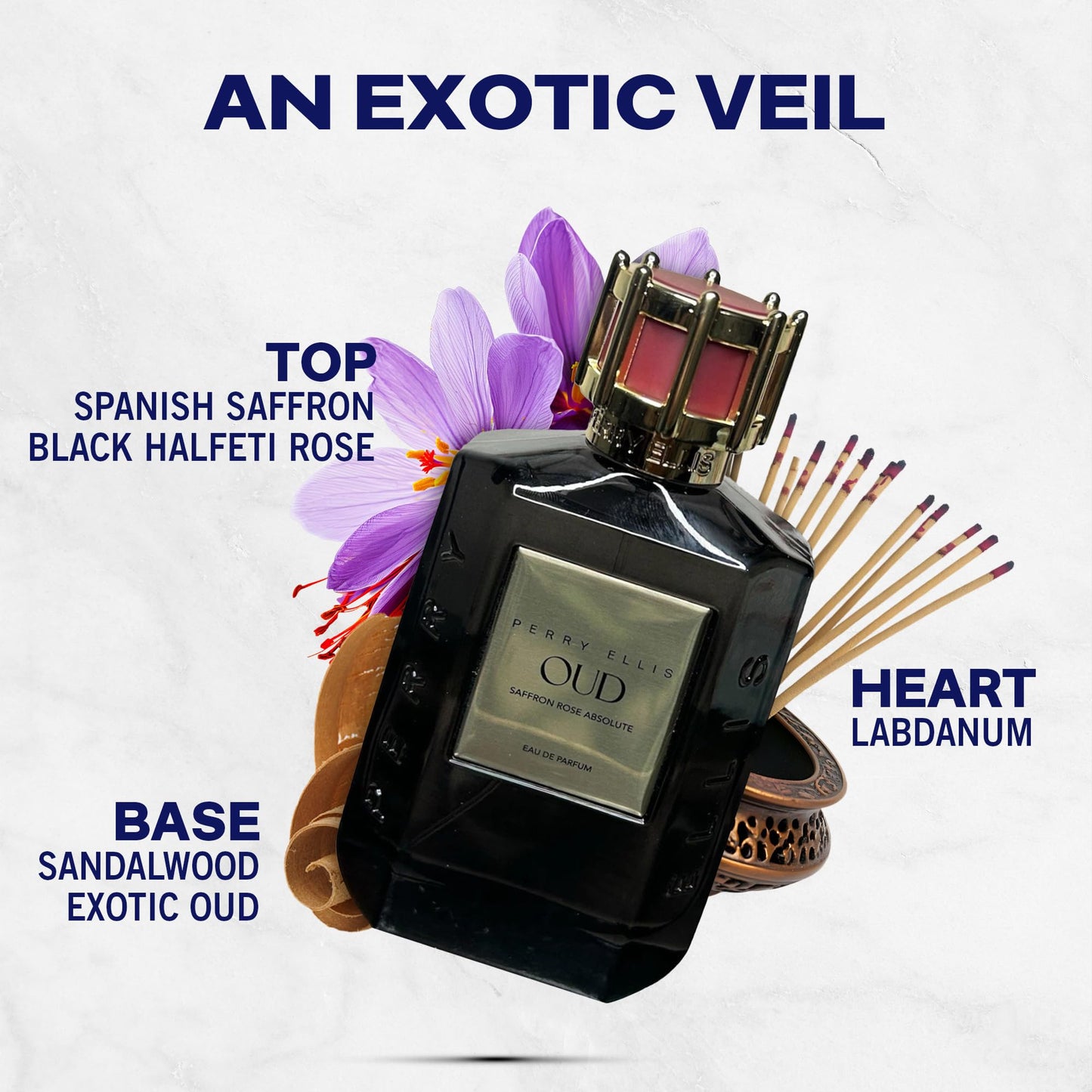 Perry Ellis OUD Saffron Rose Eau De Parfum Spray - Perfume for Women and Men, Rose & Oud Fragrance, Designer Scent, Long Lasting - 3.4 fl oz Beauty & Personal Care Perry Ellis