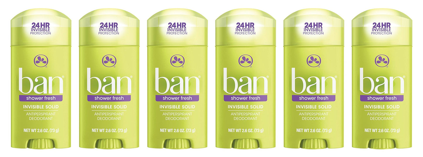 Ban Antiperspirant Deodorant for Women and Men, Invisible Solid, Shower Fresh, 2.60 Ounce (Pack of 6) Beauty and Personal Care Ban
