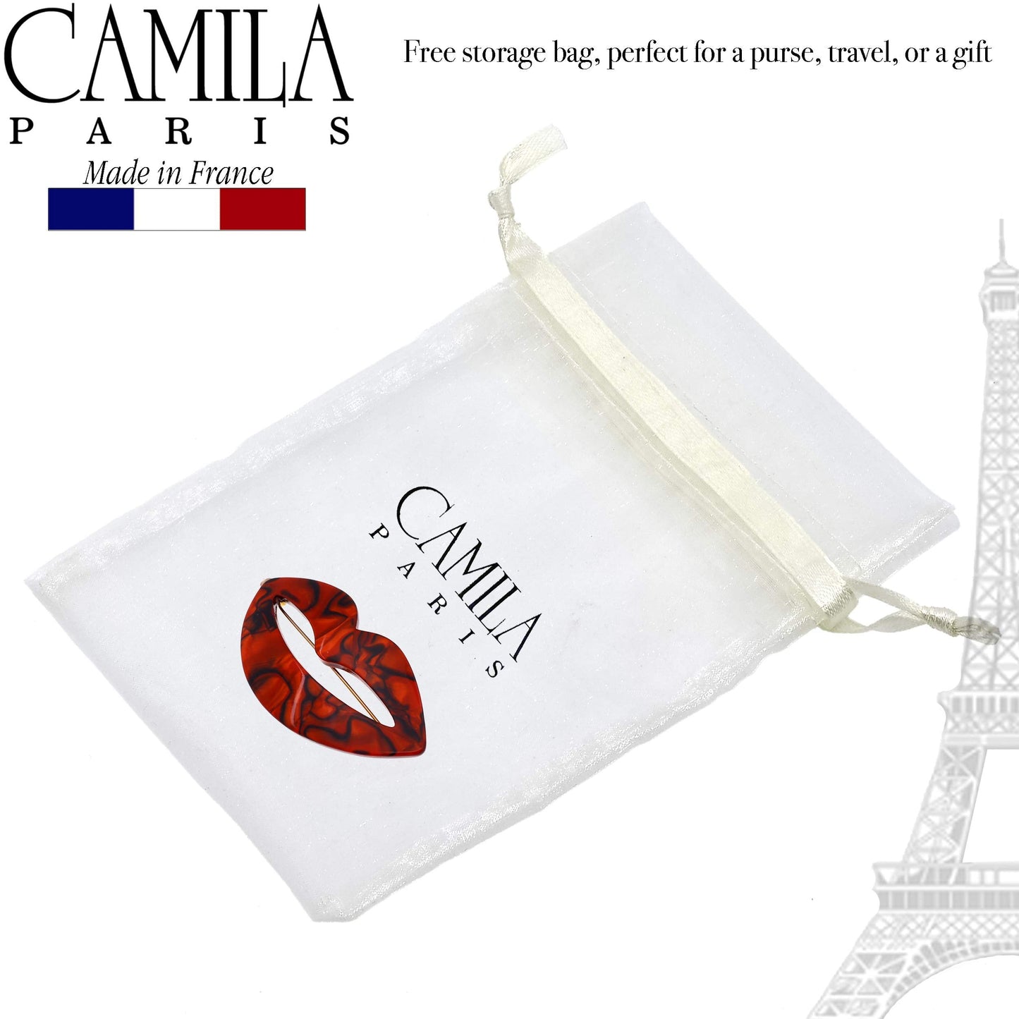 Camila Paris CP2972 French Hair Barrette Clip for Girls, Small Handmade Kiss Red, Strong Hold Grip Hair Clips for Women, No Slip and Durable Styling Beauty & Personal Care Camila