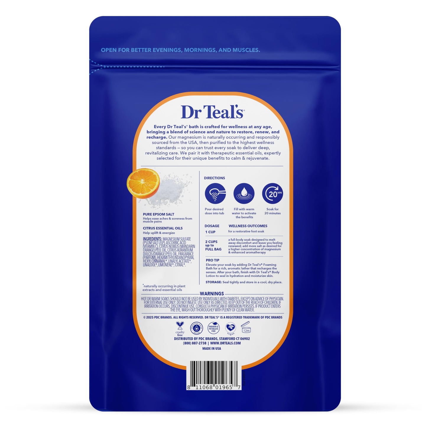 Dr Teal's Pure Epsom Magnesium Salt Soak, Glow & Radiance with Vitamin C & Citrus Essential Oils, 3 lbs Beauty and Personal Care Dr Teal's