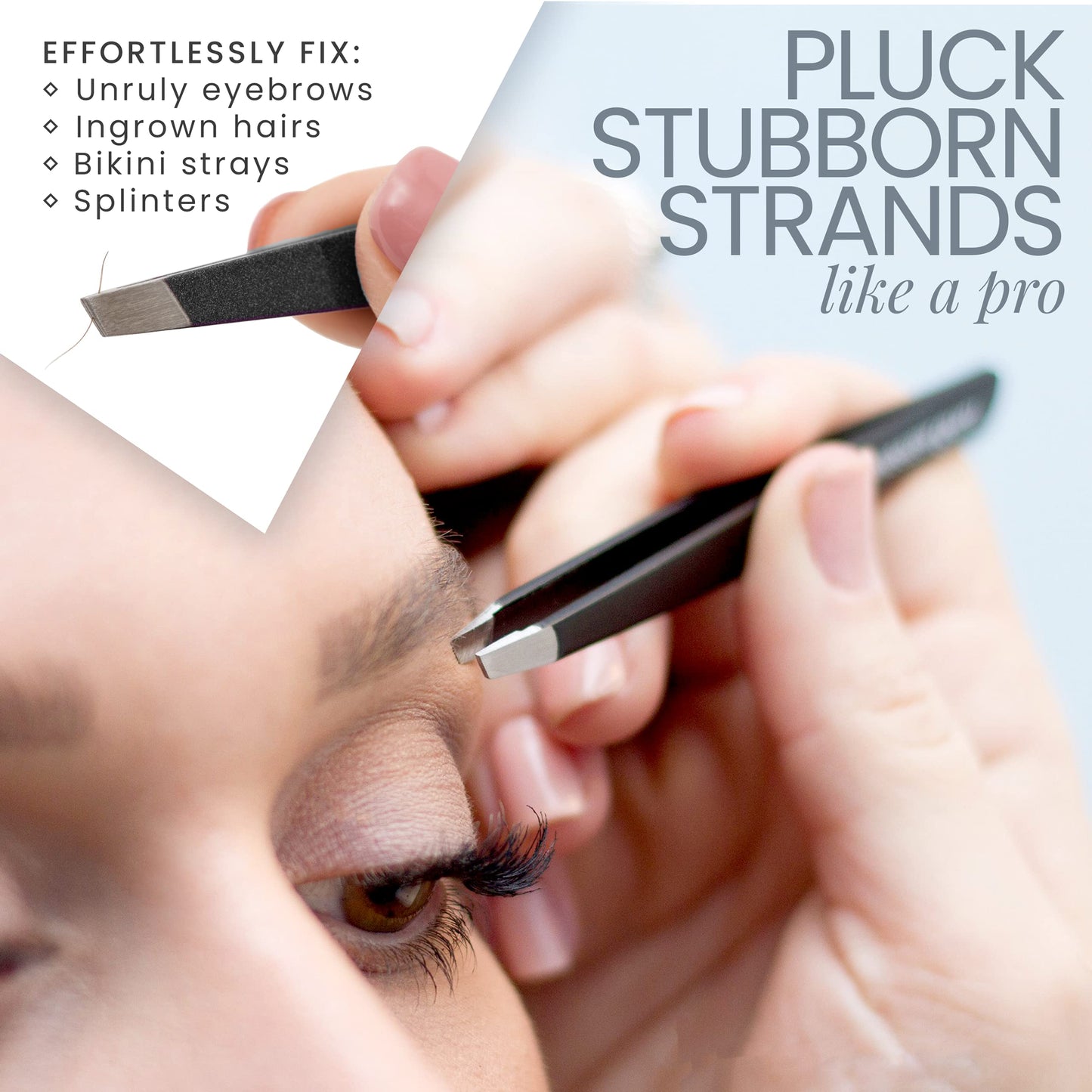 Tweezer Guru Tweezers for Women - Slant Pointed Precision Tweezers for Eyebrows & Ingrown Hair Removal - Blackhead and Splinter Tweezer with Sharp Beauty & Personal Care TWEEZER GURU