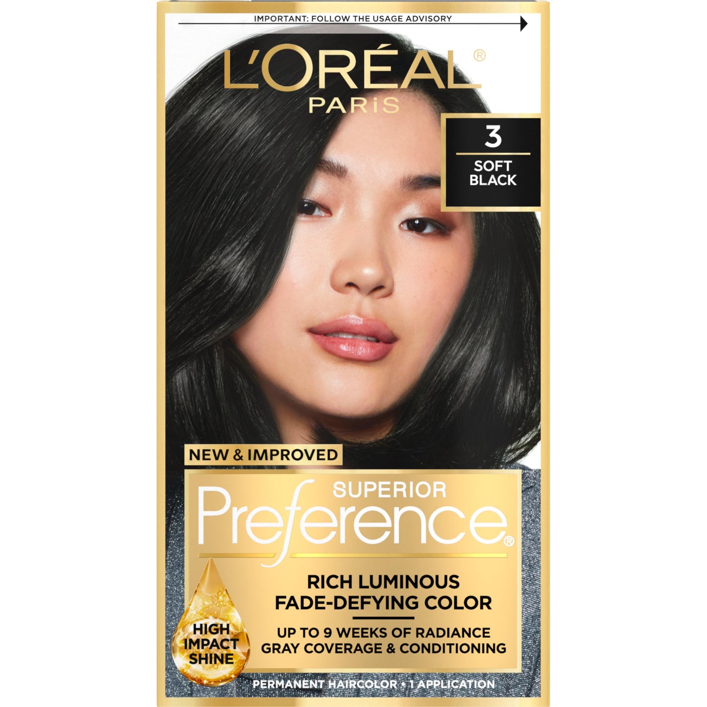 L'Oréal Paris Superior Preference Luminous Fade-Defying Permanent Hair Color, Hair Dye For Up to 9 Weeks of Radiance, Soft Black 3, 1 Hair Dye Kit Beauty & Personal Care L'Oreal Paris