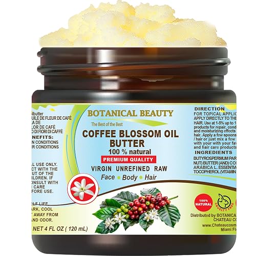 Botanical Beauty COFFEE BLOSSOM OIL BUTTER 100% Natural Coffee Blossom Essential Oil in Shea Nut Butter for FACE, SKIN, BODY, HAIR, NAILS. Beauty Skin Beauty & Personal Care Botanical Beauty