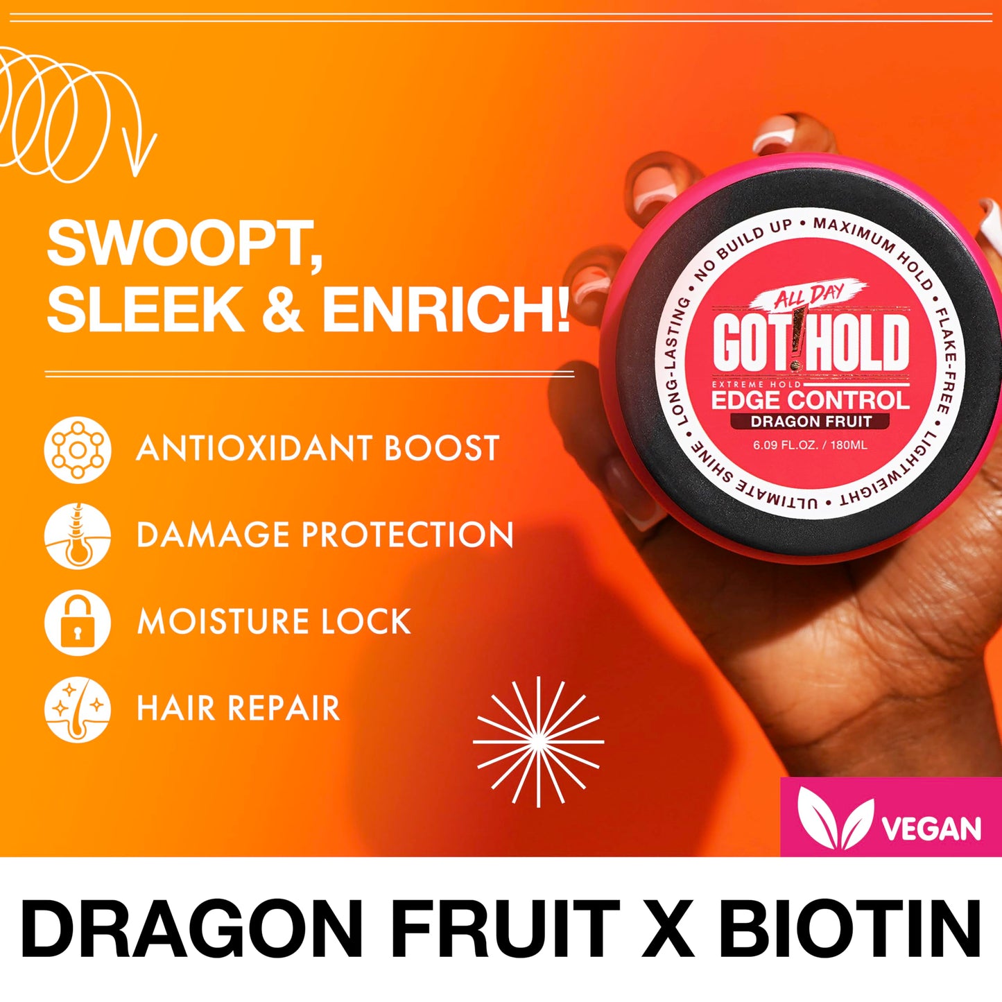 ALL DAY GOT HOLD Extreme hold Dragon Fruit Edge Control 3.37 fl.oz/100ml Beauty & Personal Care ALL DAY GOT HOLD