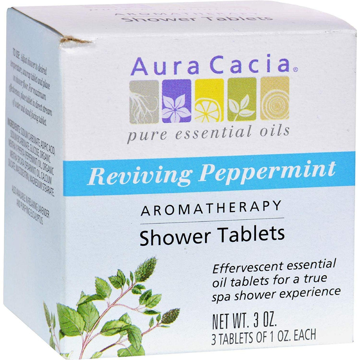 Aura Cacia Aromatherapy Shower Tablets, Reviving Peppermint 3 ea (Pack of 4) Beauty & Personal Care Aura Cacia