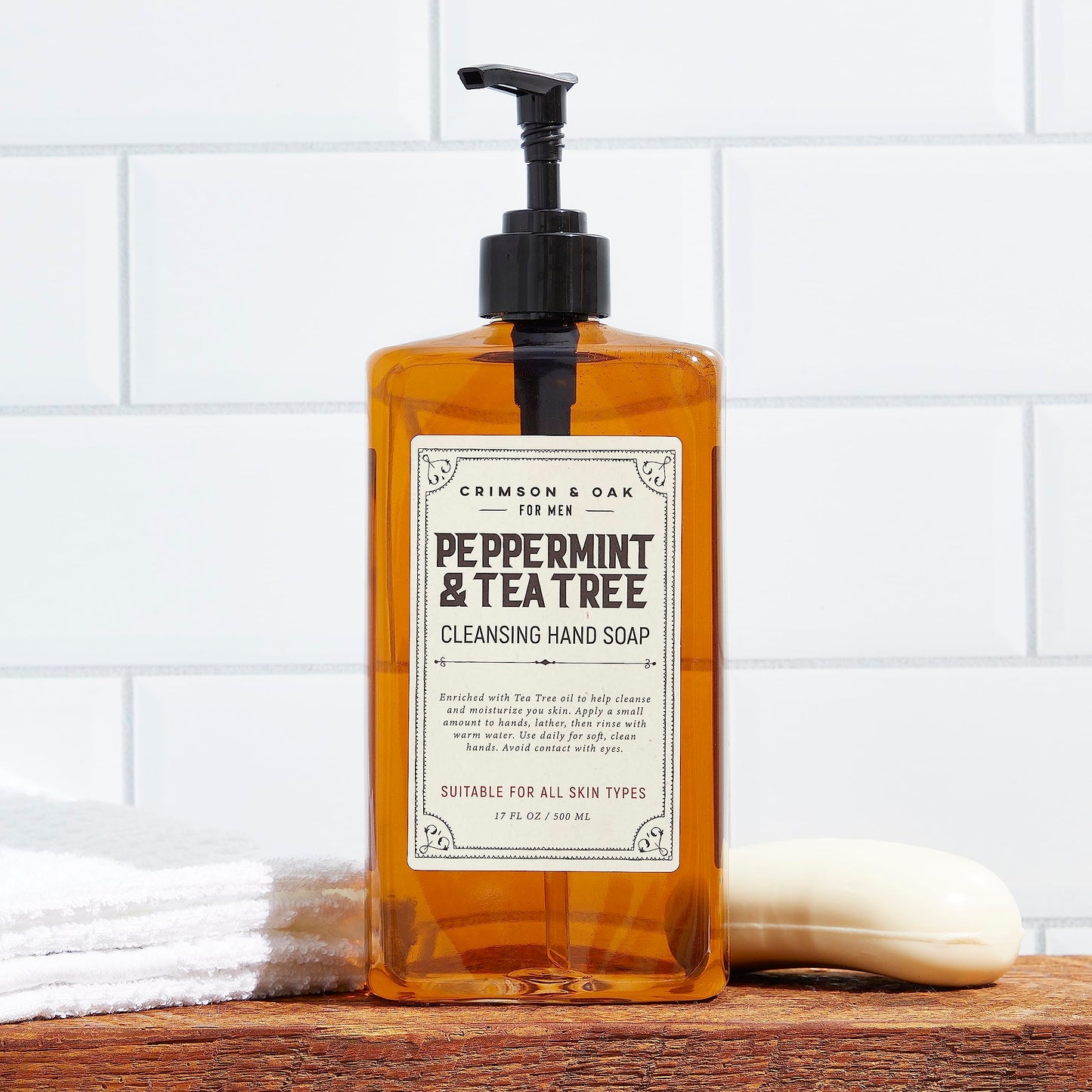Body Prescriptions Crimson & Oak Men's Deep Cleansing Hand Soap with Pump Dispenser, 17 Fl Oz (Pack of 1), Peppermint and Tea Tree Beauty & Personal Care Body Prescriptions