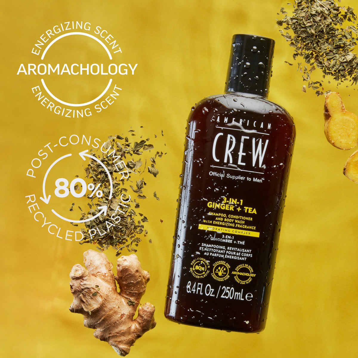 American Crew 3-in-1 Shampoo & Body Wash, Ginger & Tea, 33.8 fl oz