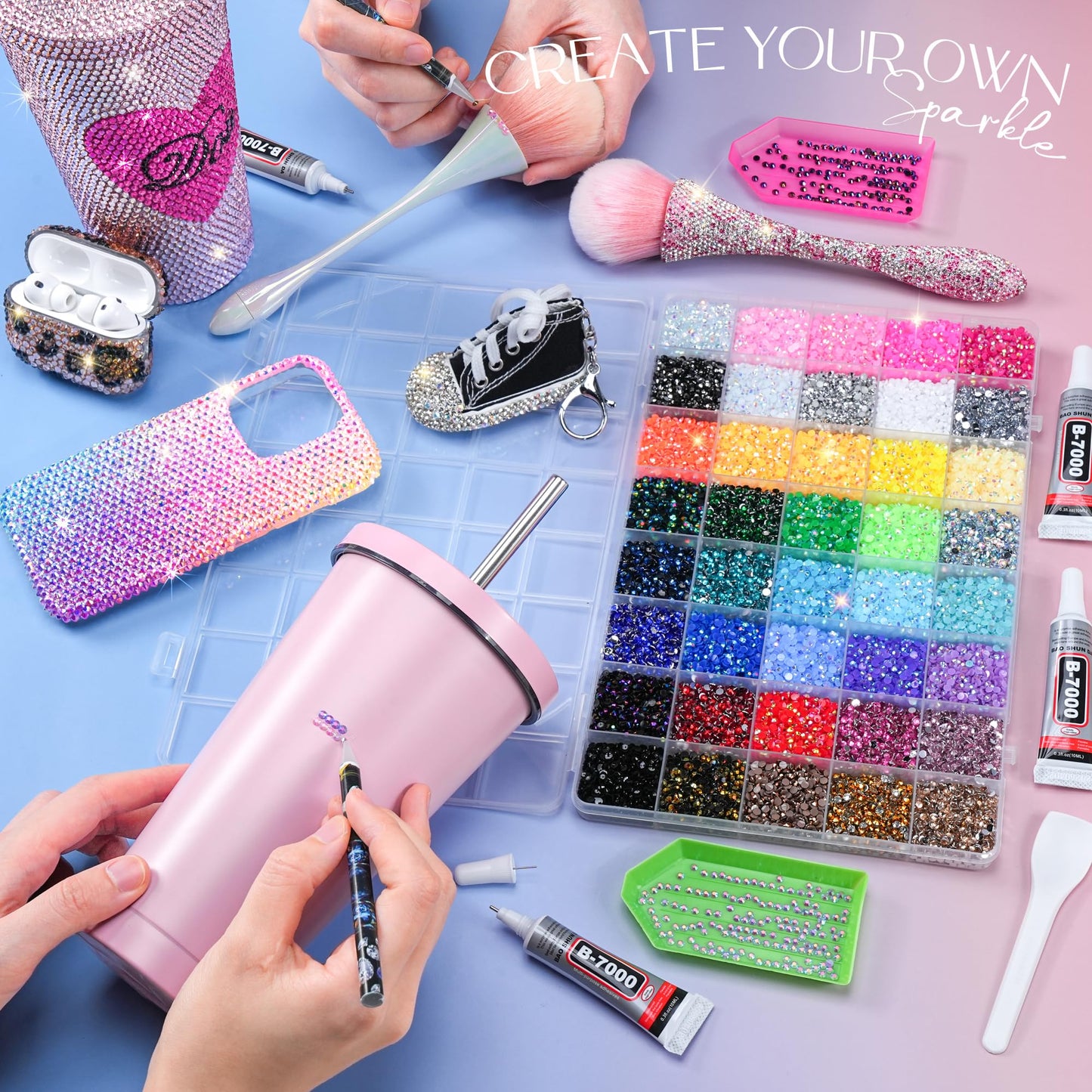 Lotwow 50000Pcs Bedazzling Kit with Rhinestones 3mm, 40 Colors Bedazzler Kit Resin Rhinestones Nail Gems & Glitter Gem Art Supplies, Diamond Art Kits Beauty and Personal Care LOTWOW