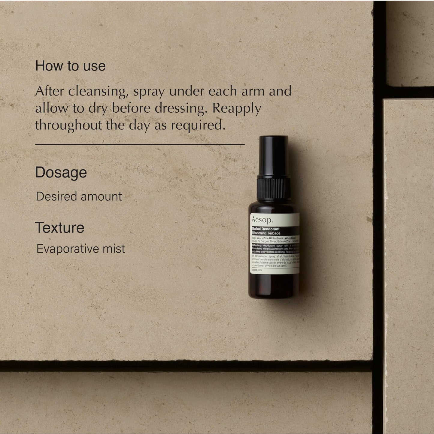 Aesop Aluminum Free Herbal Deodorant Spray for Women & Men - Sage Leaf and Zinc to Reduce Odor and Bacteria + Witch Hazel Soothes Skin - Vegan Beauty and Personal Care Aesop