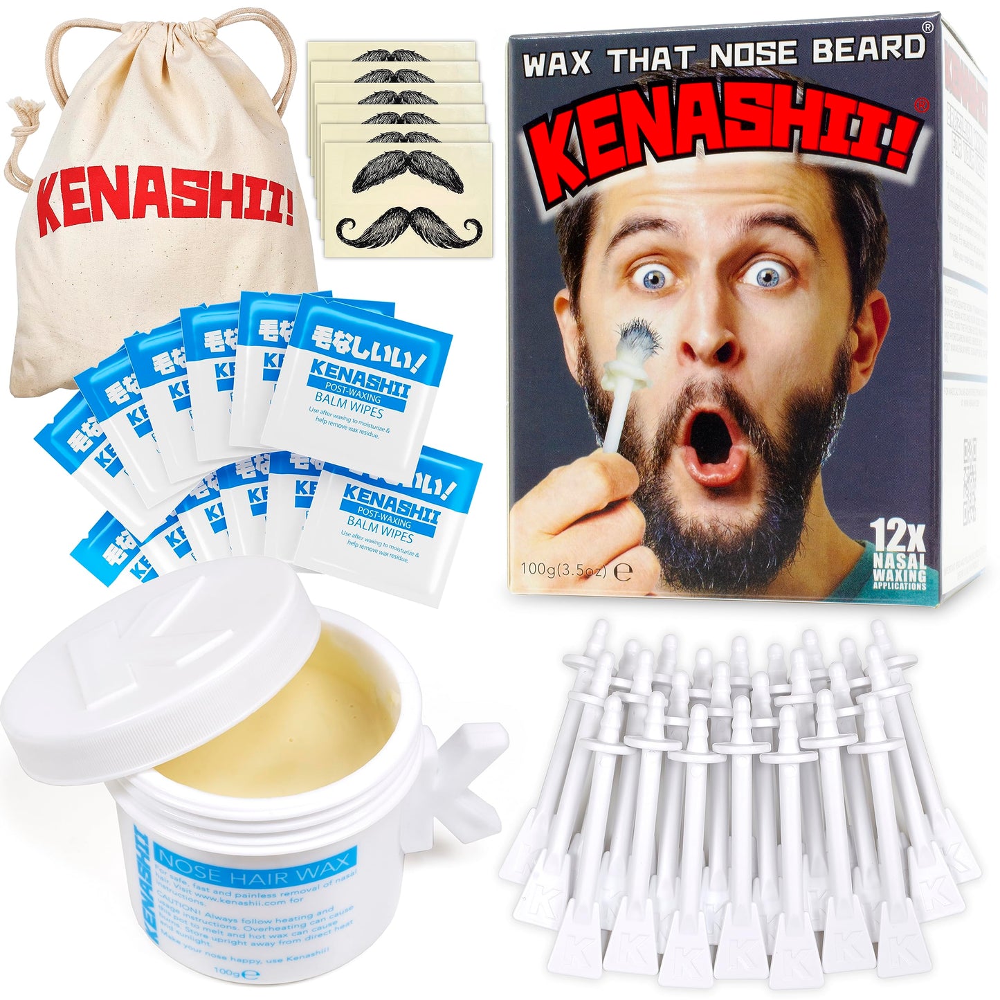 KENASHII Nose Wax Kit | 100 g Wax, 24 Applicators | The Original & Best Nose and Ear Hair Removal Kit from Kenashii | Nasal Waxing For Men and Women | Beauty and Personal Care KENASHII Default Title