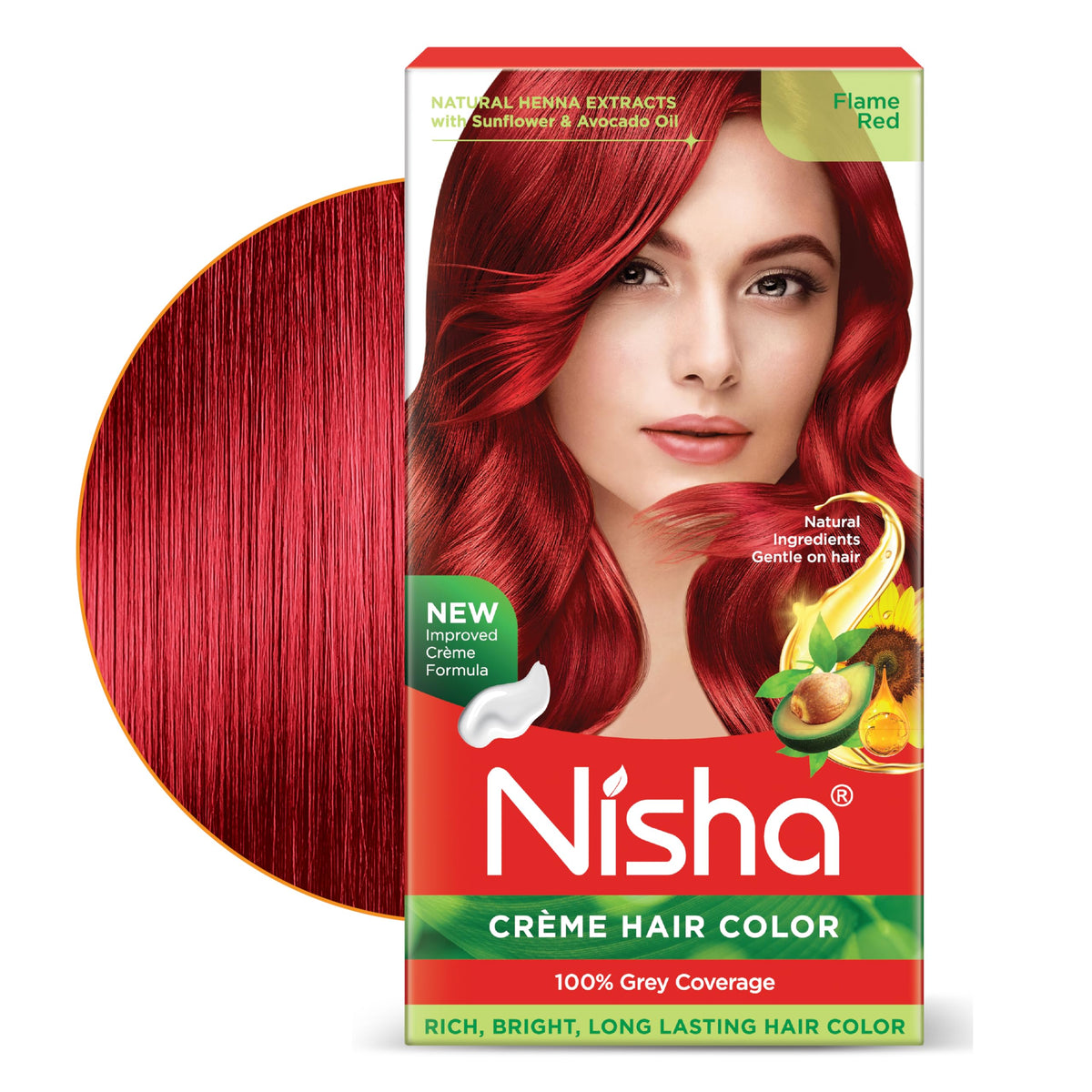 Nisha Creme Hair Color Flame Red Hair Dye Permanent Red Hair Colour 5.07 fl oz, Pack of 1 Beauty & Personal Care Nisha