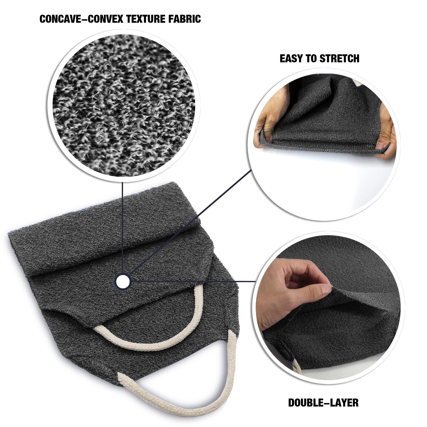 Evridwear Exfoliating Back Scrubber with Handles Two Sides for Body Shower Deep Cleans Skin Massages Invigorating Blood Circulation Men Women One Size Beauty & Personal Care Evridwear