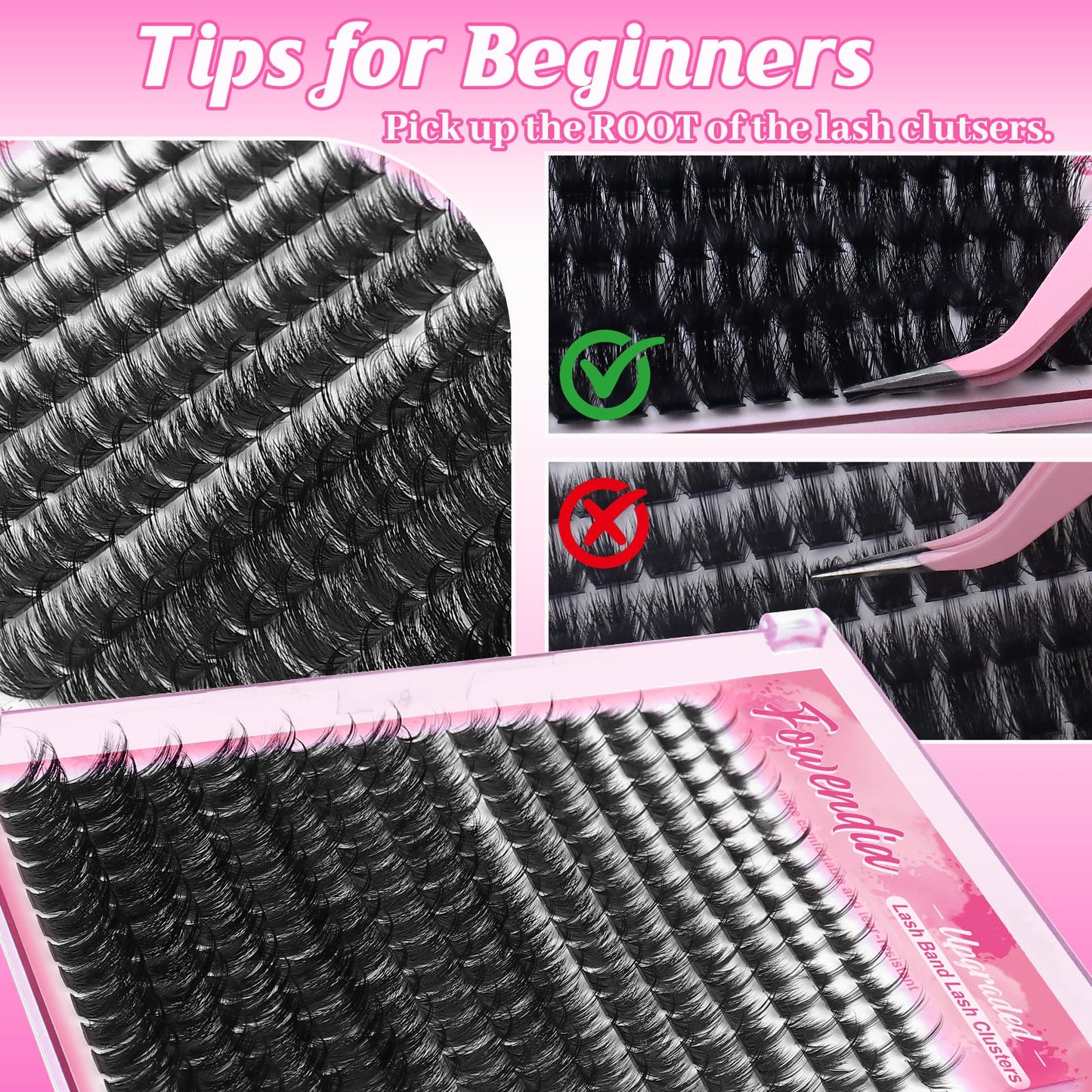 Fowendia Manga Lash Clusters with Spikes Wispy Natural Eyelash Clusters, 224Pcs 10-20mm Anime Lashes Cluster Eyelash Extensions, 0.03mmThin Band DIY Beauty and Personal Care Fowendia