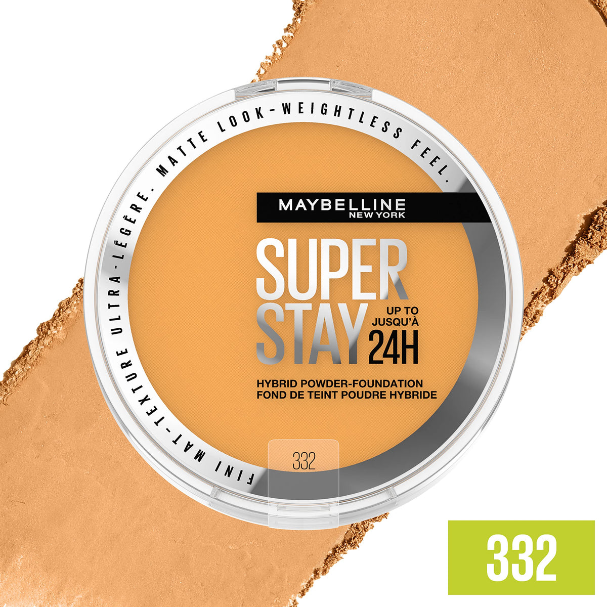 Maybelline Super Stay Up to 24HR Hybrid Powder-Foundation, Medium-to-Full Coverage Makeup, Matte Finish, 332, 1 Count Beauty & Personal Care MAYBELLINE