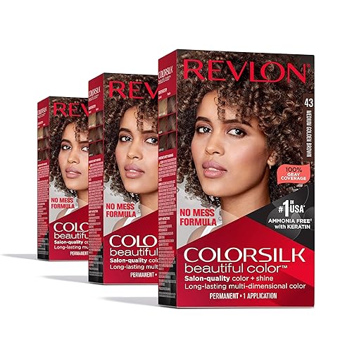 Revlon Colorsilk Beautiful Color Permanent Hair Color, (OLD VERSION) 43 Medium Golden Brown (Pack of 3) Beauty & Personal Care REVLON