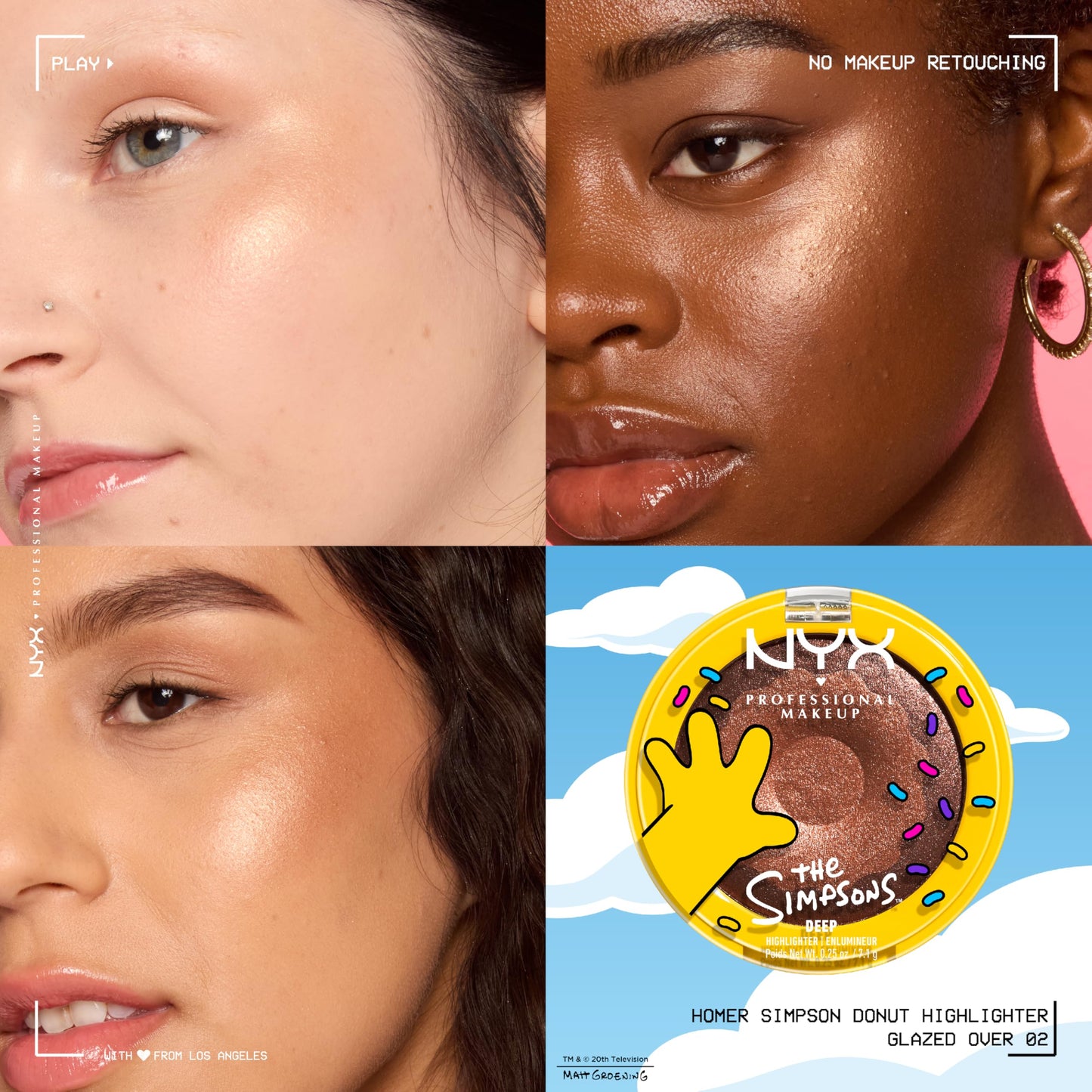 NYX PROFESSIONAL MAKEUP Homer Simpson Donut Highlighter Makeup, Frosted & Buttery Shimmer Powder Formula, The Simpsons Collaboration, Vegan Beauty & Personal Care NYX PROFESSIONAL MAKEUP