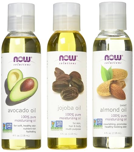 Now Foods Variety Moisturizing Oils Sampler: Sweet Almond, Avocado, and Jojoba Oils - 4oz. Bottles each Beauty & Personal Care NOW Foods