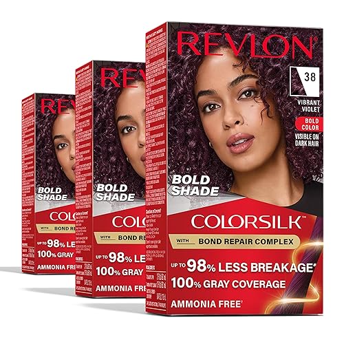 Revlon ColorSilk Permanent Hair Color with Bond Repair Complex, 38 Vibrant Violet, 3 pack Beauty & Personal Care REVLON