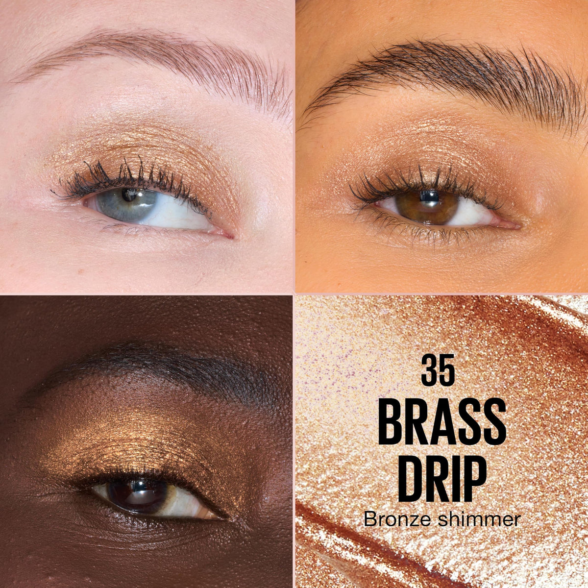MAYBELLINE Shadow Drip Eye Tint Liquid Eyeshadow, High-Impact, Lightweight Shimmer Eye Shadow with Up To 16HR Wear, Brass Drip, 1 Count