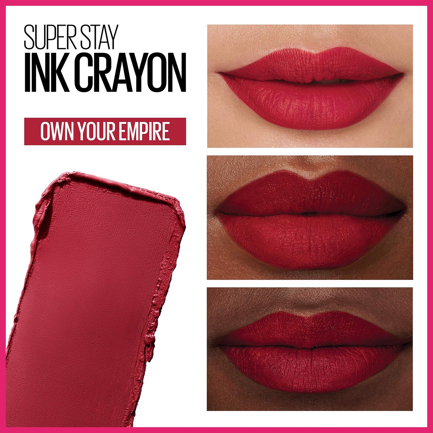 Maybelline Super Stay Ink Crayon Lipstick Makeup, Precision Tip Matte Lip Crayon with Built-in Sharpener, Longwear Up To 8Hrs, Own Your Empire, Blue Beauty & Personal Care MAYBELLINE