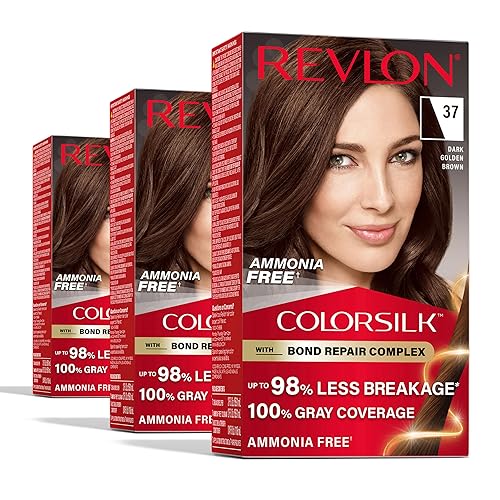 Revlon ColorSilk with Bond Repair Complex, Brown Permanent Hair Color, 100% Gray Coverage, Ammonia Free Hair Dye, Vegan Keratin, 37 Dark Golden Brown Beauty & Personal Care REVLON
