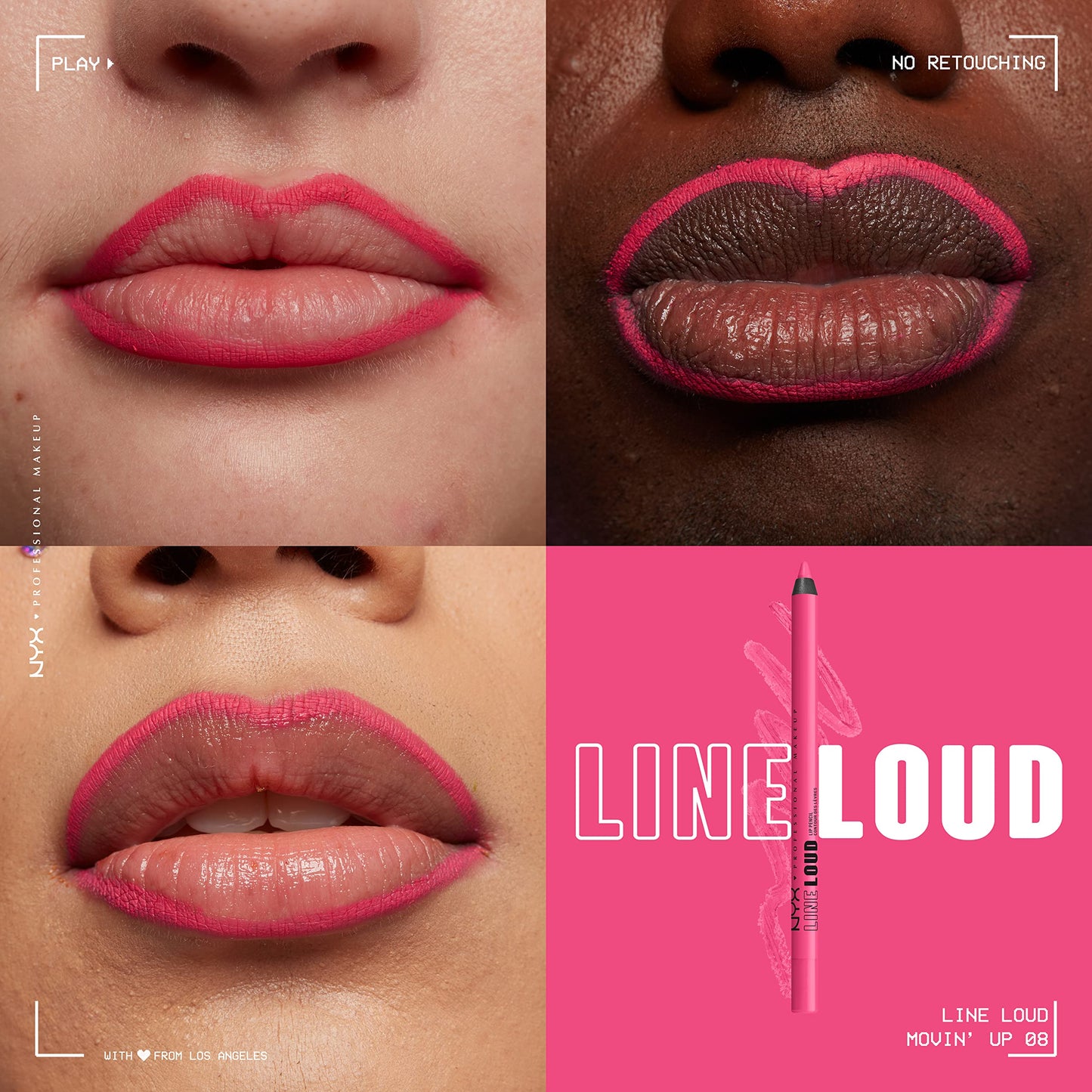 NYX PROFESSIONAL MAKEUP Line Loud Lip Liner, Longwear and Pigmented Lip Pencil with Jojoba Oil & Vitamin E - Movin' Up (Bright Pink Peach) Beauty & Personal Care NYX PROFESSIONAL MAKEUP