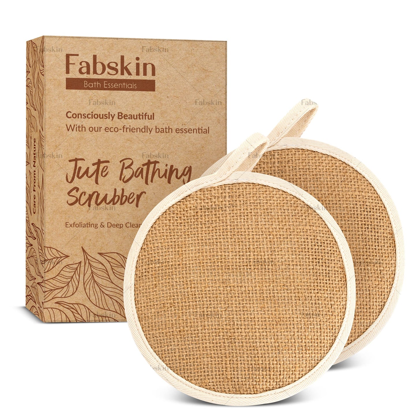 Fabskin Loofah Jute Body Scrubber For Bathing - Bath Scrub - For Men & Women - Made of Natural Organic Jute Fabric - Exfoliating & Deep Cleaning Beauty and Personal Care FABSKIN