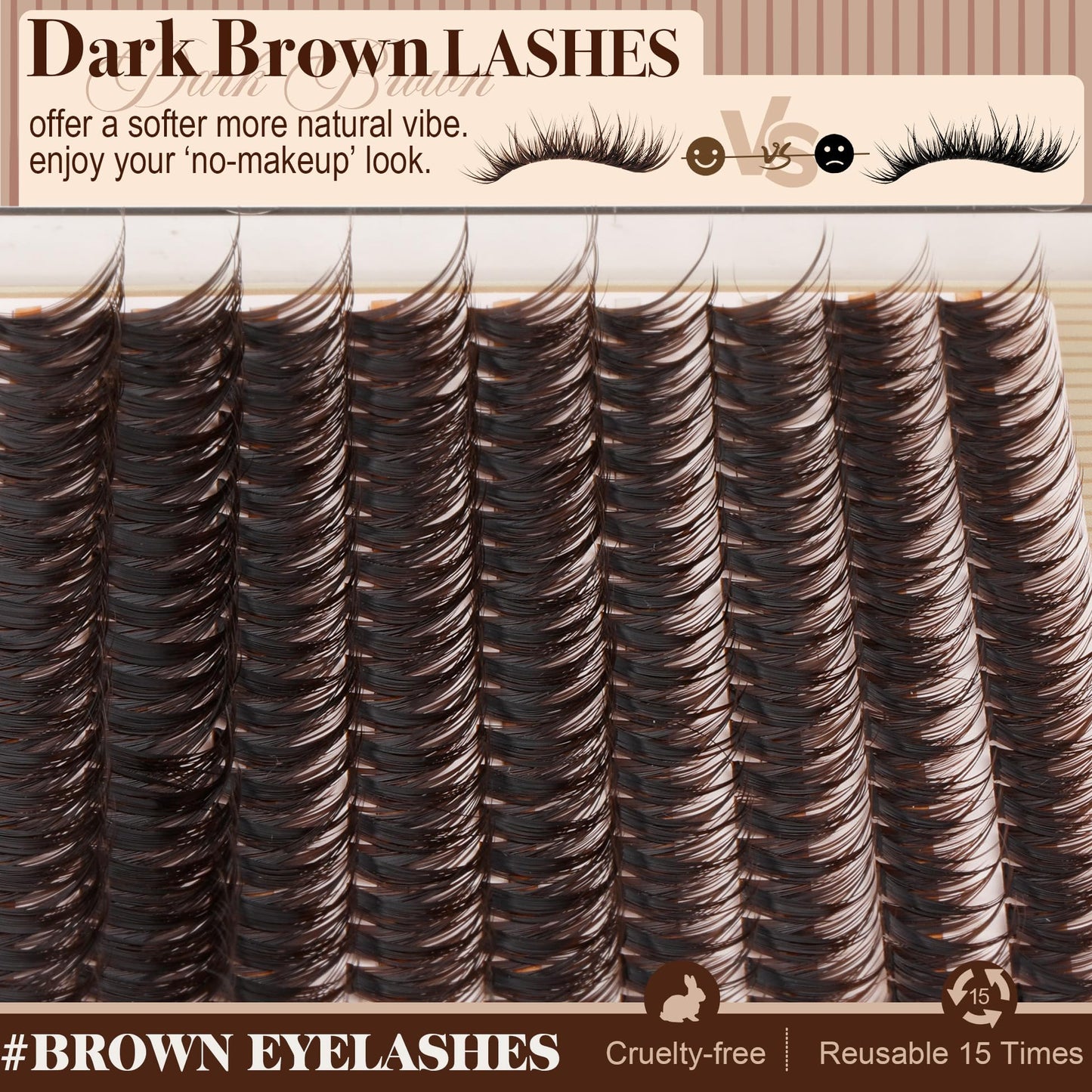 Mavphnee Brown Lash Clusters Wispy Natural Eyelash Extensions Dark Brown Individual Lashes 10-16MM CC-Curly Cluster Lashes Extensions 180Pcs Hybrid Beauty and Personal Care Mavphnee